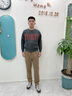 威可多（VICUTU）衛(wèi)衣男春季橙標(biāo)舒彈時尚圓領(lǐng)休閑黑色百搭 駝色褲子 175/B 曬單實拍圖