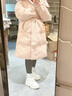 鴨鴨羽絨服女中長(cháng)款2023年新款氣質(zhì)百搭連帽寬松收腰顯瘦冬季外套 粉色 S 曬單實(shí)拍圖