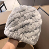 馨蘭芙曼獺兔毛帽子真獺兔毛帽子女加厚毛毛帽皮草防寒保暖護耳毛絨針織帽 淺灰色 曬單實(shí)拍圖