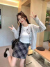 帛芮半身裙子女秋季2025新款毛呢半身裙子短款格子包臀裙短裙A字裙 曬單實(shí)拍圖