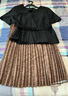 迪菲麗格休閑時(shí)尚套裝女2025新款黑色V領(lǐng)收腰上衣百褶裙兩件套夏 圖片色 XL 曬單實(shí)拍圖
