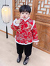 FNJ KIDS童裝男童拜年服套裝冬裝中國風(fēng)漢服寶寶周歲禮服兒童新年裝 紅色【加絨加厚】 120  (建議身高110-120cm) 曬單實(shí)拍圖