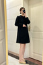 玖姿·安娜蔻優(yōu)雅黑天鵝手工釘珠鉆飾H型連衣裙女2024春款 素黑 M 曬單實拍圖