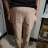 中老年媽媽純棉白色長(cháng)褲春夏薄款女褲高腰直筒休閑彈力松緊褲子 卡其 【純棉】春夏款 3XL 【建議135-150斤】 曬單實(shí)拍圖