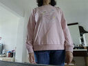 菲妮迪品牌圓領(lǐng)衛衣夏季新款時(shí)尚重工刺繡休閑印花套頭上衣女 粉色 L 曬單實(shí)拍圖