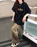 凱瑞姆科羅休閑工裝褲男美式vibe風(fēng)小眾設計感褶皺抽繩排扣微喇叭直筒長(cháng)褲卡其色XL 曬單實(shí)拍圖