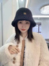 恒源祥羊羔絨漁夫帽女秋冬新款大頭圍女士韓版水桶帽子黑色百搭保暖盆帽 淺咖 曬單實(shí)拍圖