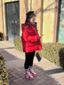 G.DUCKKIDS小黃鴨童裝女童棉服加絨加厚中長款兒童棉襖百搭保暖女大童外套 紅色 120 （建議身高110cm  6-7歲）c 曬單實拍圖