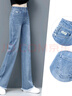 衣織炫牛仔褲女士2025秋冬新款休閑褲子高腰窄版闊腿褲寬松直筒加絨長(cháng)褲 135 淺藍色【春秋款】 3XL 31【135-145斤】 曬單實(shí)拍圖