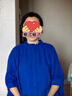 知筆墨夏季復古文藝寶石藍亞麻寬松襯衫式連衣裙 木耳領大碼裙袍女 寶藍色(面料有更換） 均碼 曬單實拍圖