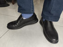 富貴鳥(niǎo)秋冬休閑皮鞋男商務(wù)圓頭真皮中老年爸爸男鞋加絨保暖鞋子男特大碼 FG0023黑色[單里款】 40 [此款鞋偏大一碼] 曬單實(shí)拍圖