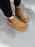 百麗弋沅東北雪地靴女2026冬季新款厚底加絨保暖短靴加厚增高棉鞋女鞋 栗色 37 (235mm) 曬單實(shí)拍圖