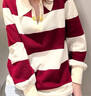 Olrain法式條紋Polo領(lǐng)衛衣女秋秋時(shí)尚復古撞色薄款套頭衫 紅白條紋 M 160/84A 曬單實(shí)拍圖