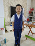 蘿卜唄唄（LUOBOBEIBEI）兒童禮服2025春夏款男童英倫條紋馬甲演出服套裝 藏青四件套 130 曬單實拍圖