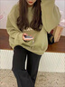 矜持范超火古著衛(wèi)衣女秋冬款oversize無帽加絨外套ins潮學(xué)生寬松上衣服 綠色-加絨款_優(yōu)質(zhì)面料 S _60-85斤 曬單實(shí)拍圖