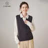 帕什 羊絨馬甲女35%山羊絨秋冬V領(lǐng)加厚百搭針織坎肩背心ZSBR-8311 深咖色 XL 曬單實(shí)拍圖