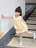 G.DUCKKIDS童裝女童夏季套裝兒童衣服女寶寶夏裝甜美風小鴨子背心短褲兩件套 黃色   90尺碼1~2歲【 80-90cm】 曬單實拍圖