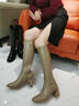 蹀愫（TIGRISSO）小奶皮】綿羊騎士靴不過(guò)膝顯腿長(cháng)保暖親膚通勤高筒靴女TA43705-14 淺灰色 TA63705-14 35 225mm 曬單實(shí)拍圖