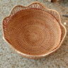 夢(mèng)納思  藤編水果收納籃 花邊水果籃子手工編織廚房收納筐客廳家用創(chuàng  )意零食籃鏤空波浪水果盤(pán)糖果面包籃 花邊深款1個(gè)中號(24*9cm) 曬單實(shí)拍圖