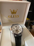 歐利時(shí)（OLEVS）瑞士認證品牌手表男機械表全自動(dòng)多功能男士手表夜光防水鏤空男表 升級加強版-棕皮玫白【全國聯(lián)保 曬單實(shí)拍圖