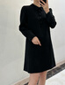 玖姿·安娜蔻優(yōu)雅黑天鵝手工釘珠鉆飾H型連衣裙女2024春款 素黑 M 曬單實拍圖