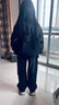 女童褲子兒童秋冬2025新款款女中大童牛仔長(cháng)褲女孩秋季兒童闊腿褲 做舊黑 160cm 曬單實(shí)拍圖