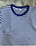 CEENIU?；晟罊M條紋藍白短袖t恤海軍衫親子裝兒童裝男女棉圓領(lǐng)條T恤三口 藍白條半袖 XXS 寶寶身高100厘米均勻身材 60碼 曬單實(shí)拍圖
