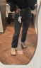 森馬（Semir）[商場(chǎng)同款]牛仔褲女加絨做舊長(zhǎng)褲復(fù)古2024新款冬季顯瘦直筒褲 牛仔黃泥染80325 27 曬單實(shí)拍圖