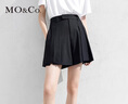 MO&Co.簡(jiǎn)約A字高腰壓褶裙褲西裝短褲休閑褲不對(duì)稱裙褲褲子女摩安珂 黑色 S 曬單實(shí)拍圖