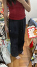 浪莎藏青色工裝褲女秋季2025新款寬松高腰直筒顯瘦休閑美式速干闊腿褲 曬單實(shí)拍圖