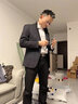 洛茲西服套裝男士修身格子青年商務(wù)整套職業(yè)正裝伴郎新郎結婚禮服男裝 深灰色 170【58-68KG】 曬單實(shí)拍圖