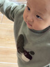乖奇熊嬰兒純棉可愛(ài)衛衣秋冬季男女寶寶抓絨長(cháng)袖上衣外出保暖衣服 暗苔綠 80 曬單實(shí)拍圖