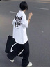 純棉重磅白色印花字母短袖t恤女夏季2025新款寬松中長(zhǎng)款半袖上衣 白色【純棉重磅】 XL （120-140斤） 曬單實(shí)拍圖