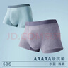 AB【2條】男士50S再生纖維吸汗透氣中腰平角褲5A級(jí)抗菌襠男舒適短褲 （水藍(lán)+淺紫） 2條 2XL 曬單實(shí)拍圖