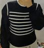 森馬針織衫女短款假兩件條紋拼接內(nèi)搭春優(yōu)雅套頭衫101124107001 曬單實(shí)拍圖