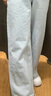 優(yōu)衣庫童裝男女童寬松直筒牛仔長褲水洗產(chǎn)品寬腿褲秋冬新款478128 65 寶藍(lán)色 160 曬單實(shí)拍圖