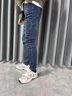 益帛牛仔褲男春季新款韓版潮流彈力修身錐形時(shí)尚休閑直筒小腳長褲子男 藍(lán)色 31【建議115-125斤】 曬單實(shí)拍圖
