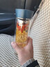 膳魔師（THERMOS）雙層玻璃400ml男女水杯茶杯水紋行者帶茶漏杯TCGB-400-D-CY 青色 曬單實(shí)拍圖