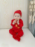 優(yōu)娜逗滿(mǎn)月嬰兒衣服周歲百日宴春秋款男女寶寶新生兒連體衣喜慶套裝外穿 常規#歲歲平安蛇送星帽+公仔襪#U17 80 80碼適合16-20斤左右 曬單實(shí)拍圖