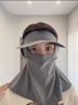 青木嘉禾防曬面罩女全臉遮陽口罩帽子一體護(hù)頸臉基尼防紫外線戶外冰絲臉罩 灰色（護(hù)頸款）黑膠大帽檐UPF50+ 曬單實(shí)拍圖