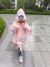 牧萌兒童雨衣帶書(shū)包位男童女童女孩加長(cháng)全身學(xué)生雨披 粉獨角獸 3XL 曬單實(shí)拍圖