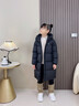 巴布豆（BOBDOG）95絨兒童羽絨服25年冬季男女中長(cháng)款保暖A類(lèi)抗菌三防面料連帽外套 黑色 【A類(lèi)面料 貼身可穿】95絨 140 【約身高125-135cm 體重60斤】 曬單實(shí)拍圖