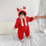 迪士尼寶寶嬰兒連體衣冬裝超萌加絨加厚保暖過(guò)年服寶寶周歲爬服可愛(ài)連帽棉服 紅色【冬款】 內里加絨 80cm 80碼建議75-9-12月 曬單實(shí)拍圖