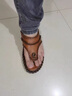 西域駱駝（VANCAMEL）牛皮拖鞋男夏天真皮人字拖男潮牌防滑個(gè)性室外男士沙灘涼拖鞋外穿 卡其色 42 曬單實(shí)拍圖