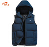 貴人鳥(niǎo)男士秋冬季羽絨棉馬甲外套男生純色百搭連帽保暖外穿情侶男女同款 藍色 3XL 曬單實(shí)拍圖