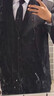 羅蒙西服套裝男士商務(wù)修身西裝男職業(yè)正裝小西服新郎伴郎結婚禮服外套 黑色雙扣【西服+西褲+襯衫】 3XL /185【145-160斤】+7件禮品 曬單實(shí)拍圖