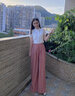 2024夏女裝新款苧麻薄款扎染百搭褲子寬松休閑垂感女式闊腿褲長(cháng)褲 桃妃（薄款扎染） 均碼 曬單實(shí)拍圖