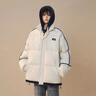 WHIM NASA羽絨棉服男女情侶款假兩件外套冬季新款寬松潮流學(xué)生棉衣加厚棉襖 杏色/深藍 L (140-150斤) 曬單實(shí)拍圖