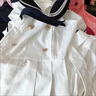 ROAR UTHAUG日系JK制服學院風甜美顯瘦紺色銀灰色學生水手服連衣裙盛夏服 白色連衣裙+領(lǐng)帶+ (腰帶) S 曬單實拍圖