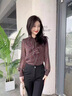 羅蒙（ROMON）襯衫女士2024秋季新款職場(chǎng)女裝洋氣減齡小衫雪紡上衣法式氣質(zhì)襯衣 花色 M 90-105斤 曬單實(shí)拍圖